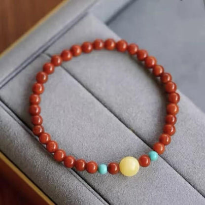 LuckyCharms Natural Southern Red Agate Turquoise Amber Bracelet