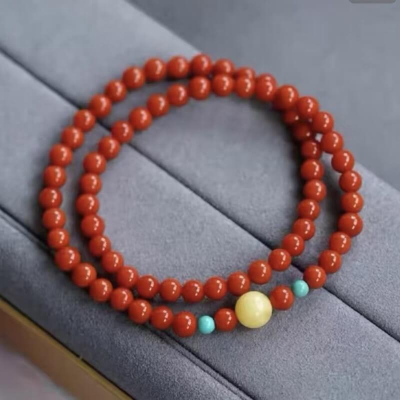 LuckyCharms Natural Southern Red Agate Turquoise Amber Bracelet