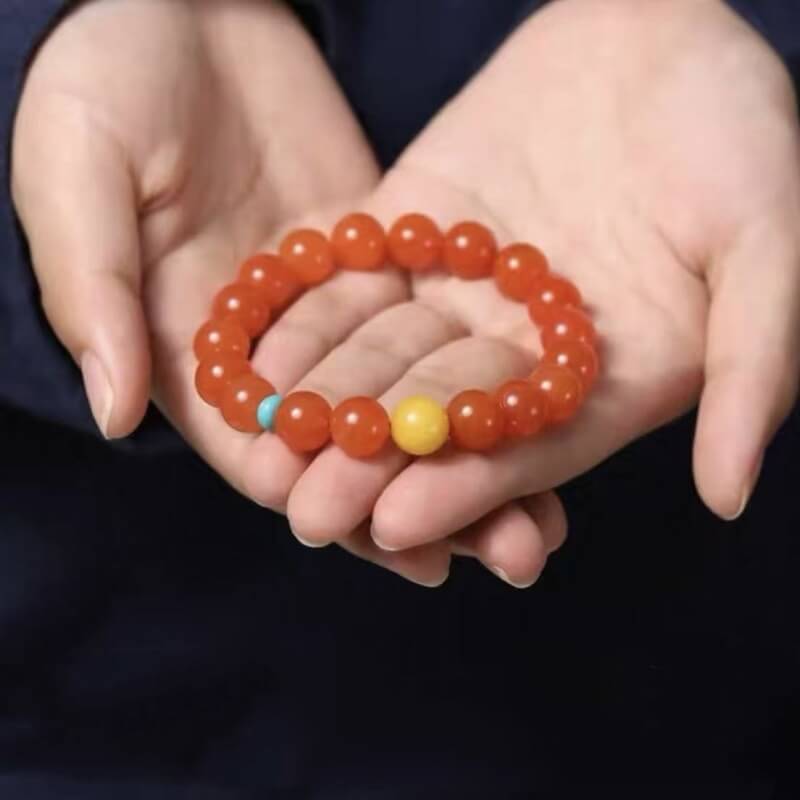 LuckyCharms Natural Southern Red Agate Turquoise Amber Bracelet