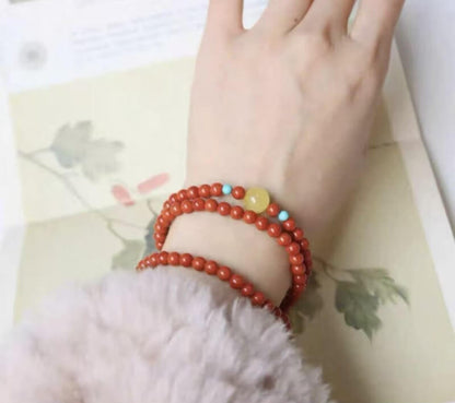 LuckyCharms Natural Southern Red Agate Turquoise Amber Bracelet