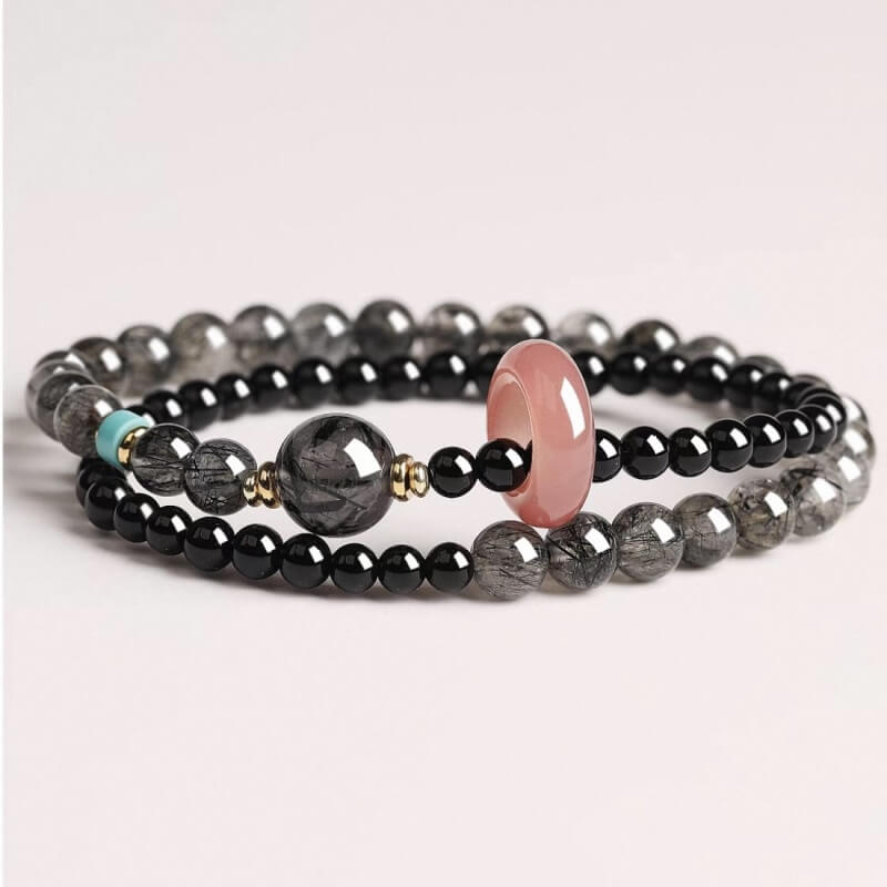 LuckyCharms Natural Obsidian Black Power & Protection Blessing Bracelet