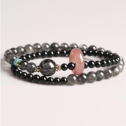 LuckyCharms Natural Obsidian Black Power & Protection Blessing Bracelet