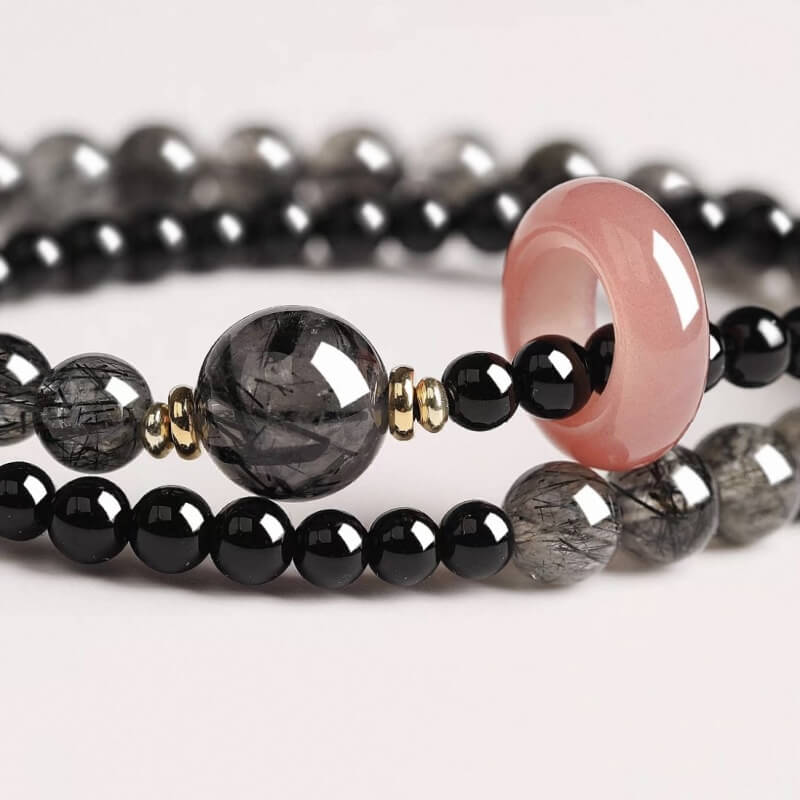 LuckyCharms Natural Obsidian Black Power & Protection Blessing Bracelet