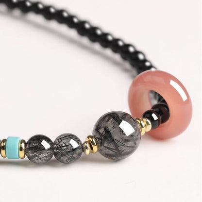 LuckyCharms Natural Obsidian Black Power & Protection Blessing Bracelet