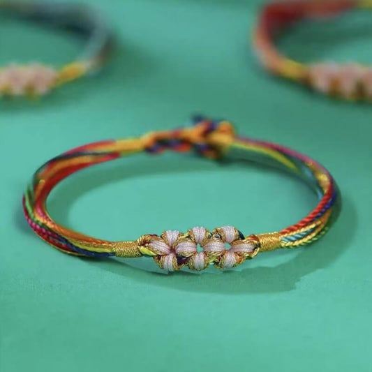 LuckyCharms Peach Blossom Colorful Braided Blessing Bracelet