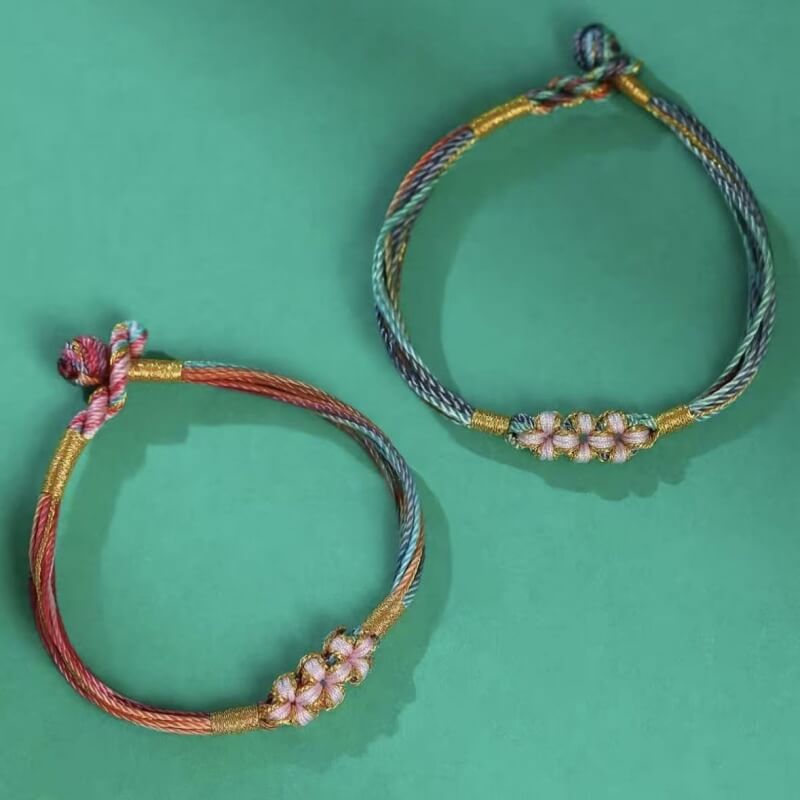 LuckyCharms Peach Blossom Colorful Braided Blessing Bracelet
