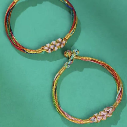 LuckyCharms Peach Blossom Colorful Braided Blessing Bracelet