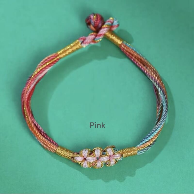 LuckyCharms Peach Blossom Colorful Braided Blessing Bracelet