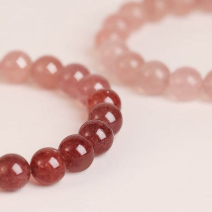 LuckyCharms Natural Strawberry Quartz Gradient Pink Love Blessing Bracelet