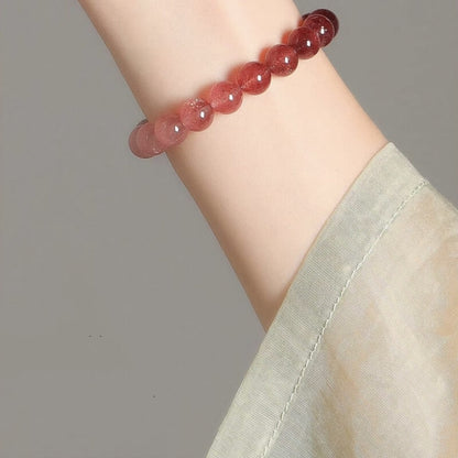 LuckyCharms Natural Strawberry Quartz Gradient Pink Love Blessing Bracelet