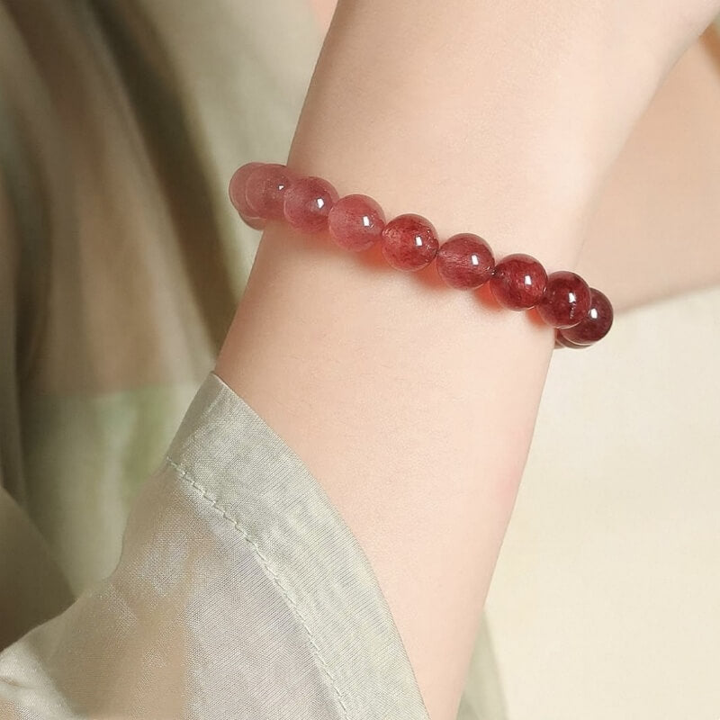LuckyCharms Natural Strawberry Quartz Gradient Pink Love Blessing Bracelet