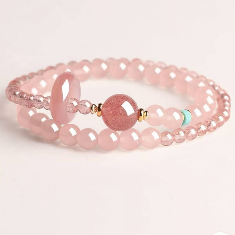 LuckyCharms Natural Strawberry Quartz Pink Love & Luck Blessing Bracelet