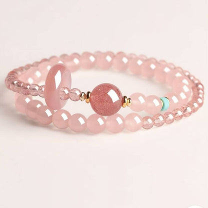 LuckyCharms Natural Strawberry Quartz Pink Love & Luck Blessing Bracelet