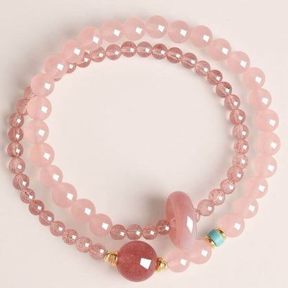 LuckyCharms Natural Strawberry Quartz Pink Love & Luck Blessing Bracelet
