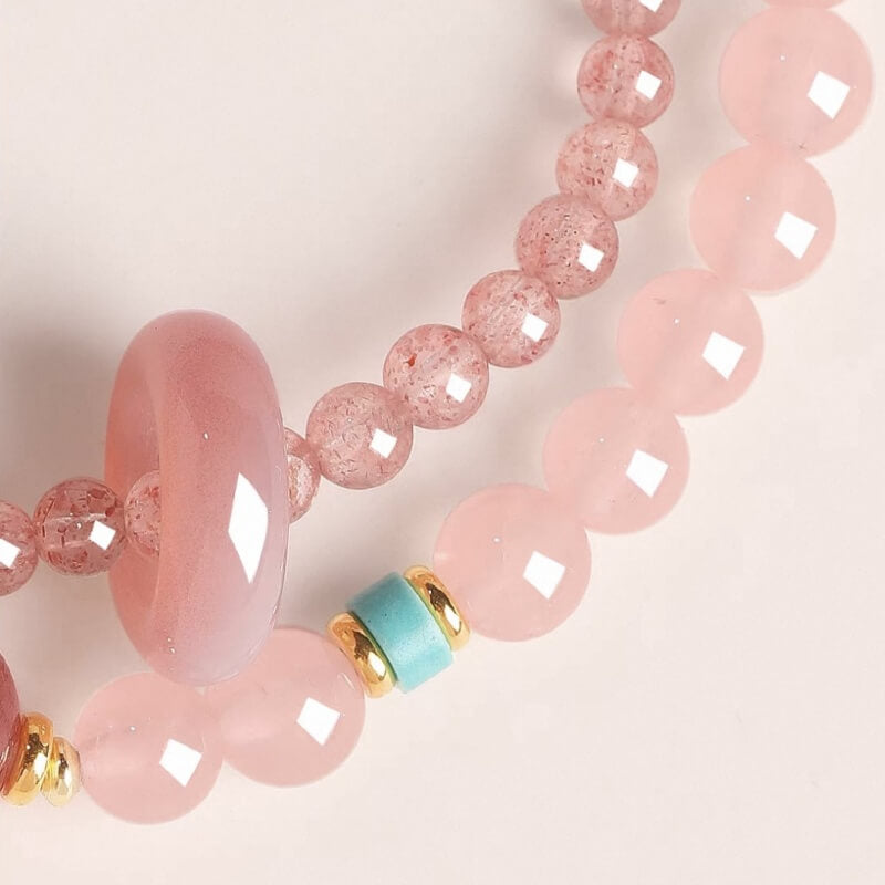 LuckyCharms Natural Strawberry Quartz Pink Love & Luck Blessing Bracelet