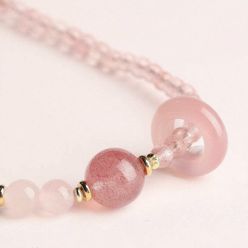 LuckyCharms Natural Strawberry Quartz Pink Love & Luck Blessing Bracelet