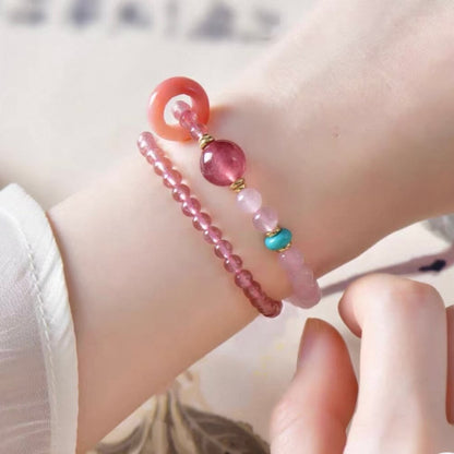 LuckyCharms Natural Strawberry Quartz Pink Love & Luck Blessing Bracelet