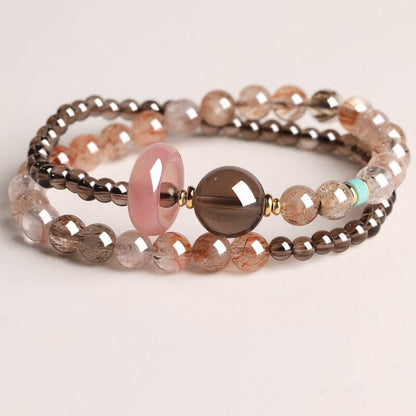 LuckyCharms Natural Smoky Quartz Brown Peace & Protection Blessing Bracelet