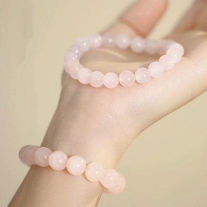 LuckyCharms Natural Rose Quartz Pink Fortune & Love Blessing Bracelet