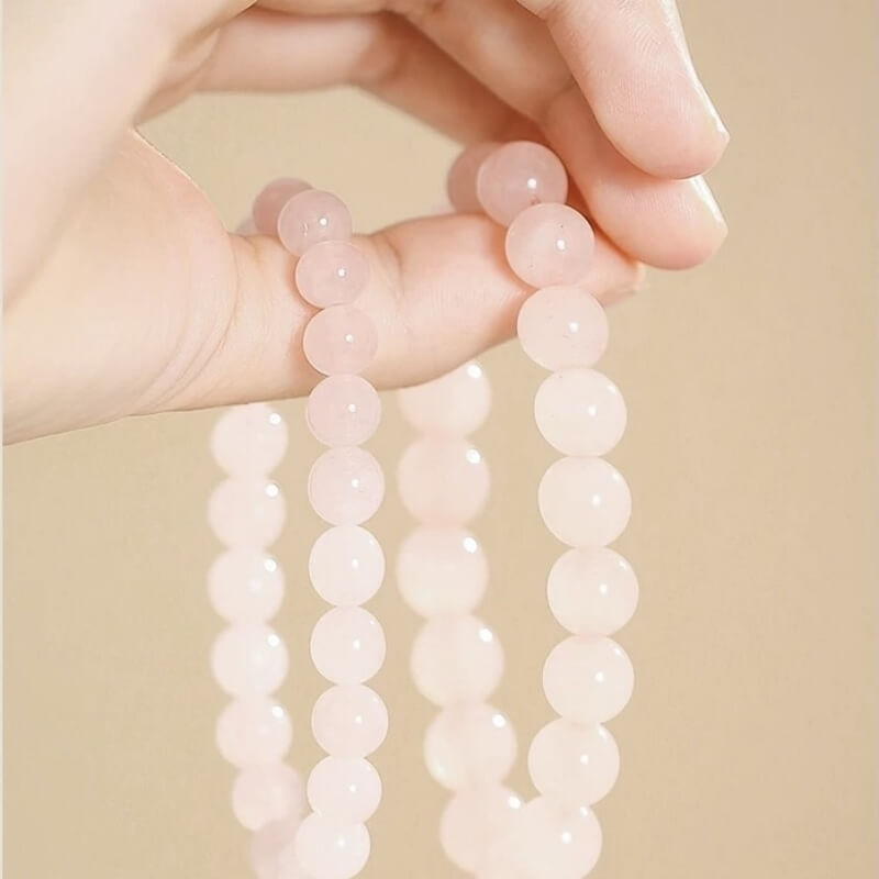 LuckyCharms Natural Rose Quartz Pink Fortune & Love Blessing Bracelet