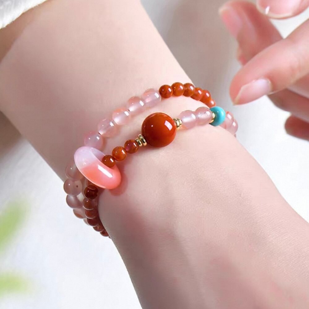 LuckyCharms Natural Southern Red Agate Luck & Success Blessing Bracelet