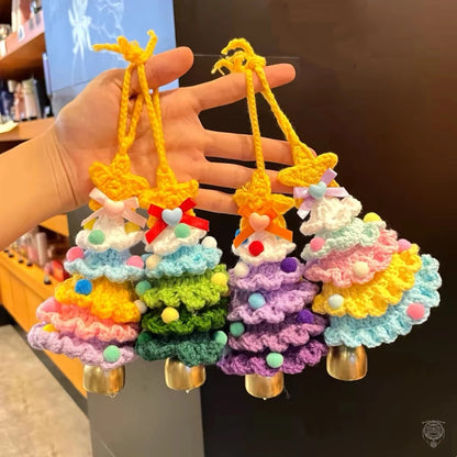 Handmade Crochet Macaron Christmas Tree Bell Charm Pendant