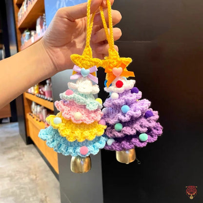 Handmade Crochet Macaron Christmas Tree Bell Charm Pendant