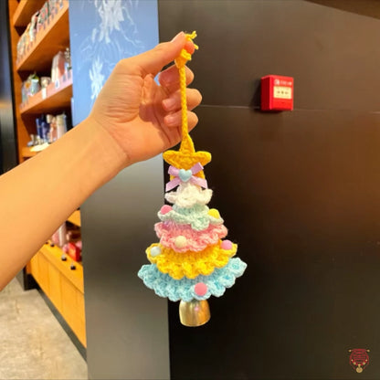 Handmade Crochet Macaron Christmas Tree Bell Charm Pendant