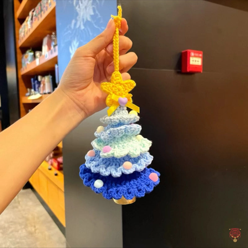 Handmade Crochet Macaron Christmas Tree Bell Charm Pendant