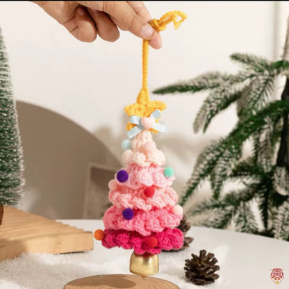 Handmade Crochet Macaron Christmas Tree Bell Charm Pendant