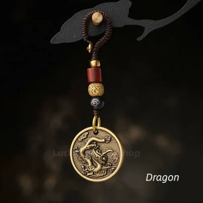 Chinese Zodiac Solid Pure Brass Keychain Protection Charm-LuckyCharms.Shop