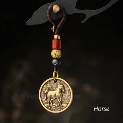 Chinese Zodiac Solid Pure Brass Keychain Protection Charm-LuckyCharms.Shop