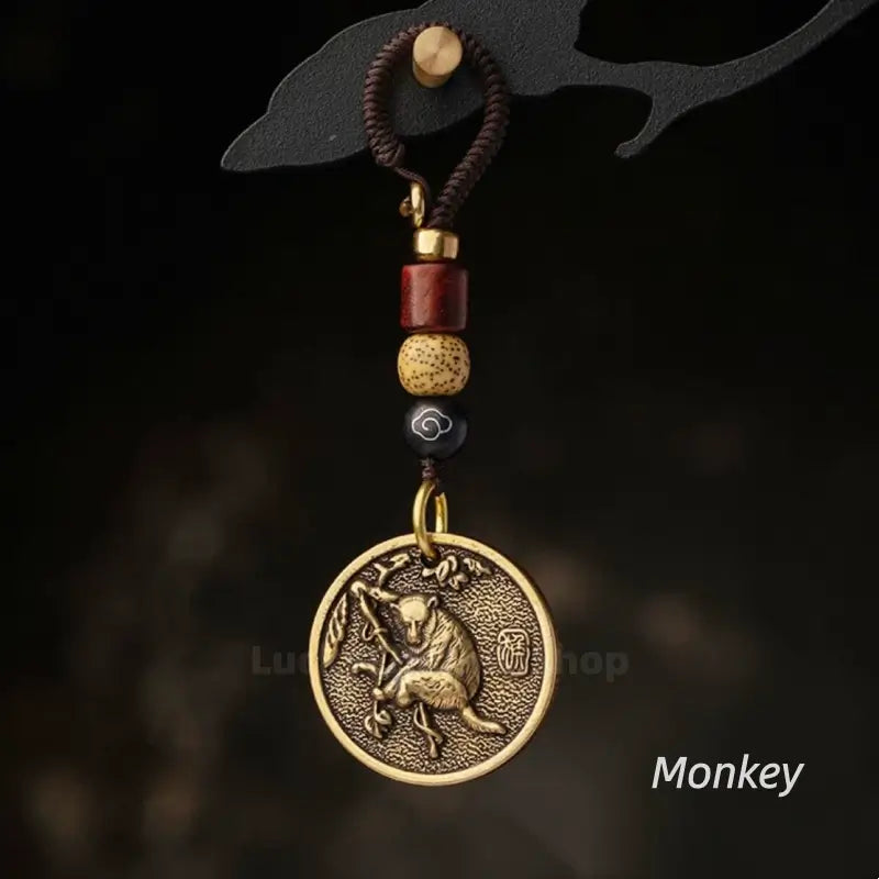 Chinese Zodiac Solid Pure Brass Keychain Protection Charm-LuckyCharms.Shop