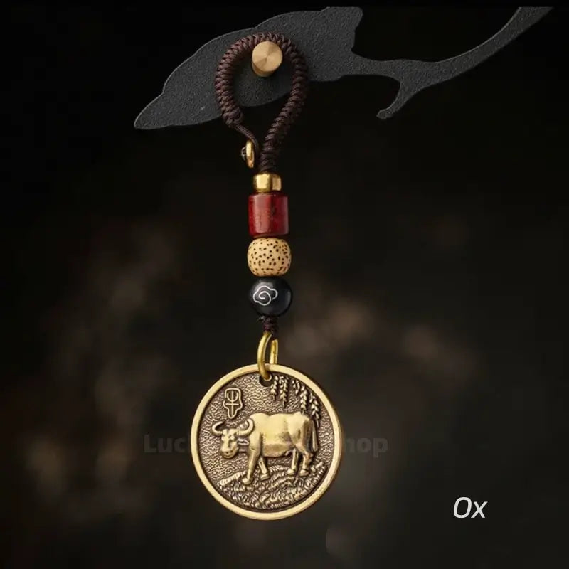 Chinese Zodiac Solid Pure Brass Keychain Protection Charm-LuckyCharms.Shop