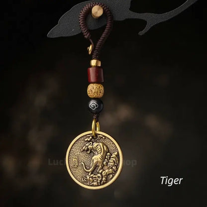 Chinese Zodiac Solid Pure Brass Keychain Protection Charm-LuckyCharms.Shop