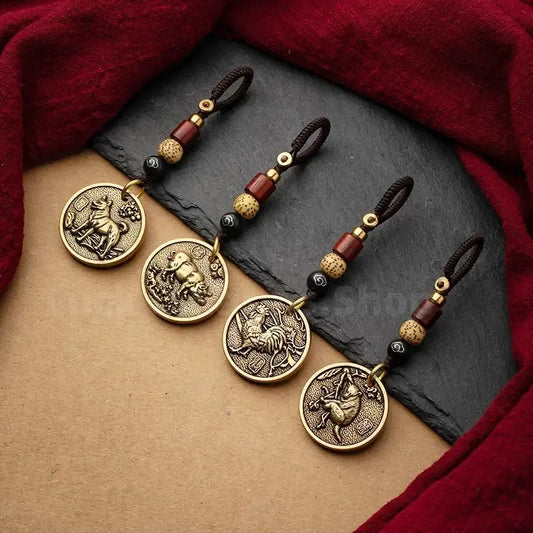 Chinese Zodiac Solid Pure Brass Keychain Protection Charm-LuckyCharms.Shop