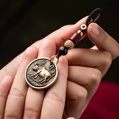 Chinese Zodiac Solid Pure Brass Keychain Protection Charm-LuckyCharms.Shop
