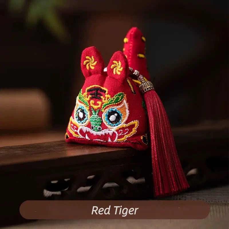 Pure Cotton 3D Embroidery Tiger Sachet for Luck and Protection-LuckyCharms.Shop