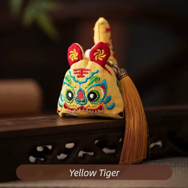 Pure Cotton 3D Embroidery Tiger Sachet for Luck and Protection-LuckyCharms.Shop