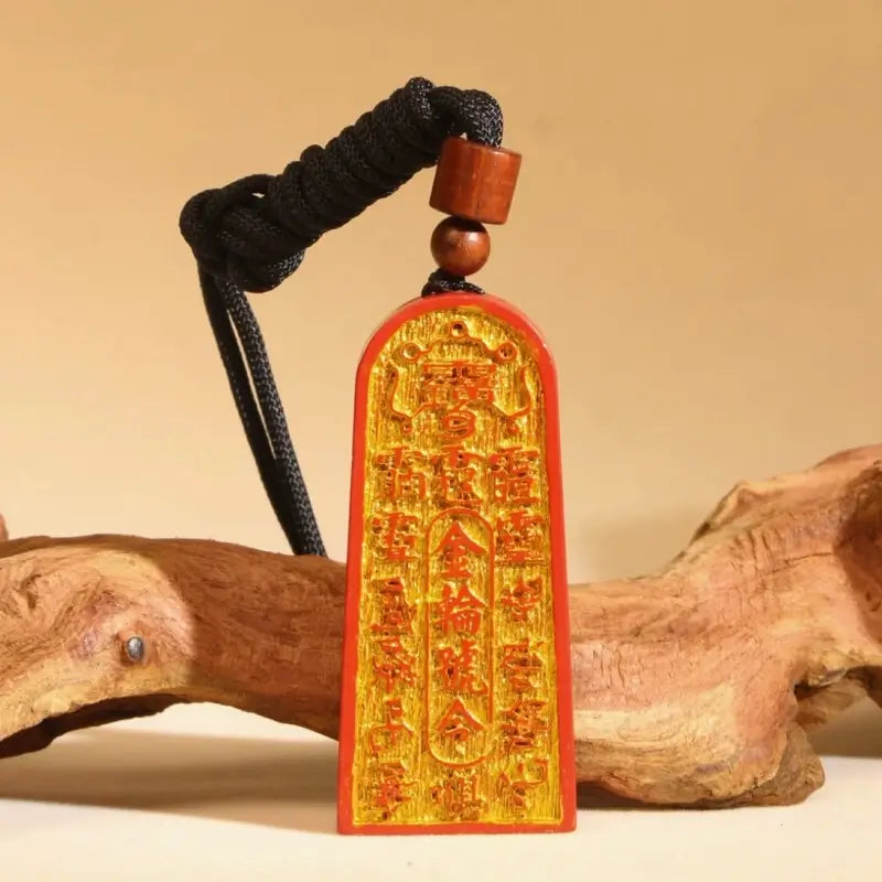 Longhu Mountain Cinnabar Wood Blessing Five Thunder Command Pendant Taoism-LuckyCharms.Shop