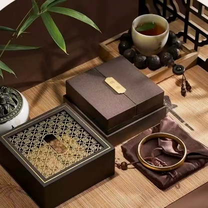 Chinese-Style Hollowed Mortise and Tenon Pattern Jewelry Gift Box-LuckyCharm.Shop