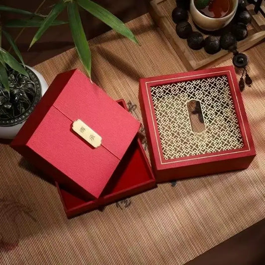 Chinese-Style Hollowed Mortise and Tenon Pattern Jewelry Gift Box-LuckyCharm.Shop