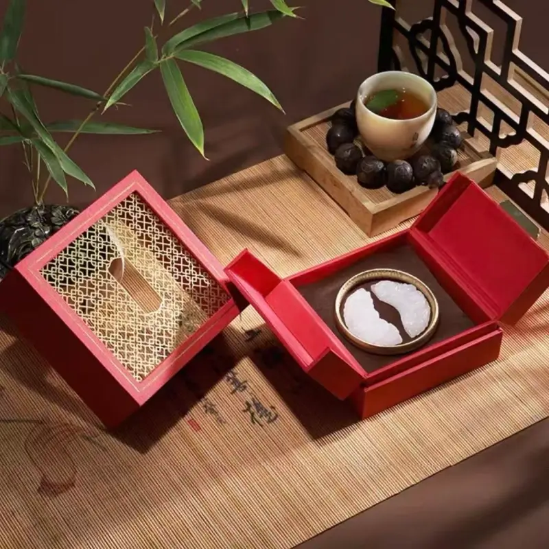 Chinese-Style Hollowed Mortise and Tenon Pattern Jewelry Gift Box-LuckyCharm.Shop