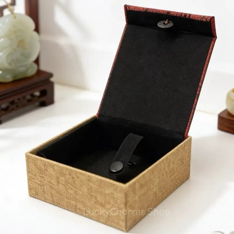 Vintage Tassel Chinese Jewelry Box - Red Calligraphy Fabric Storage Case