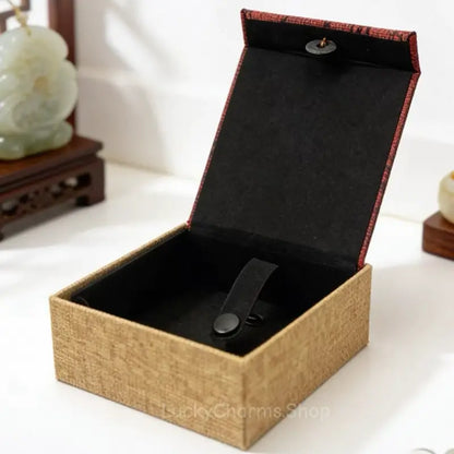 Vintage Tassel Chinese Jewelry Box - Red Calligraphy Fabric Storage Case