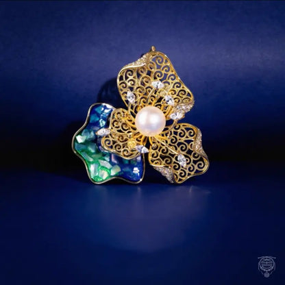 Heritage Floral Brooch - Mother of Pearl Shell & Freshwater Pearl Pin