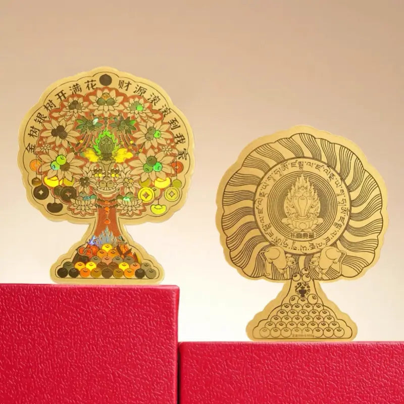 Potala Sanctuary Tibetan Wealth Tree 24K Pure Gold Phone Decal