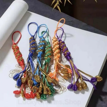 Tibetan-Style Handwoven Pineapple Vajra Knot Pendant for Protection & Luck-LuckyCharms.Shop