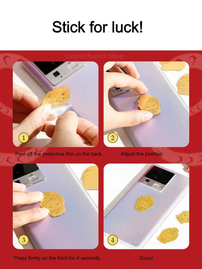 Dunhuang Academy Zodiac Guardian Buddha Gold Phone Sticker | 999 Pure Gold 2mg, Oil Pressure Craft, Authorized Certificate, Gift Box Package-LuckyCharms.Shop