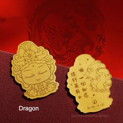 Dunhuang Academy Zodiac Guardian Buddha Gold Phone Sticker | 999 Pure Gold 2mg, Oil Pressure Craft, Authorized Certificate, Gift Box Package-LuckyCharms.Shop